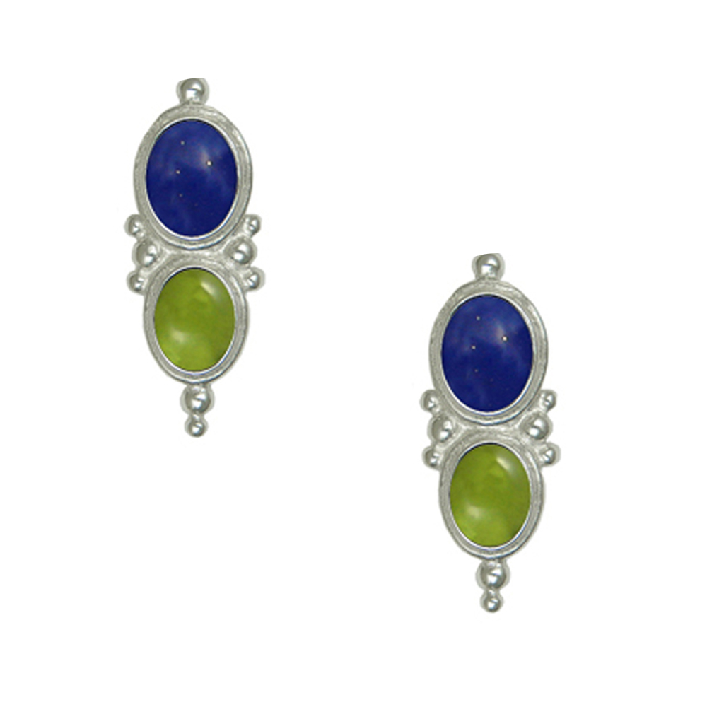 Sterling Silver Drop Dangle Earrings With Lapis Lazuli